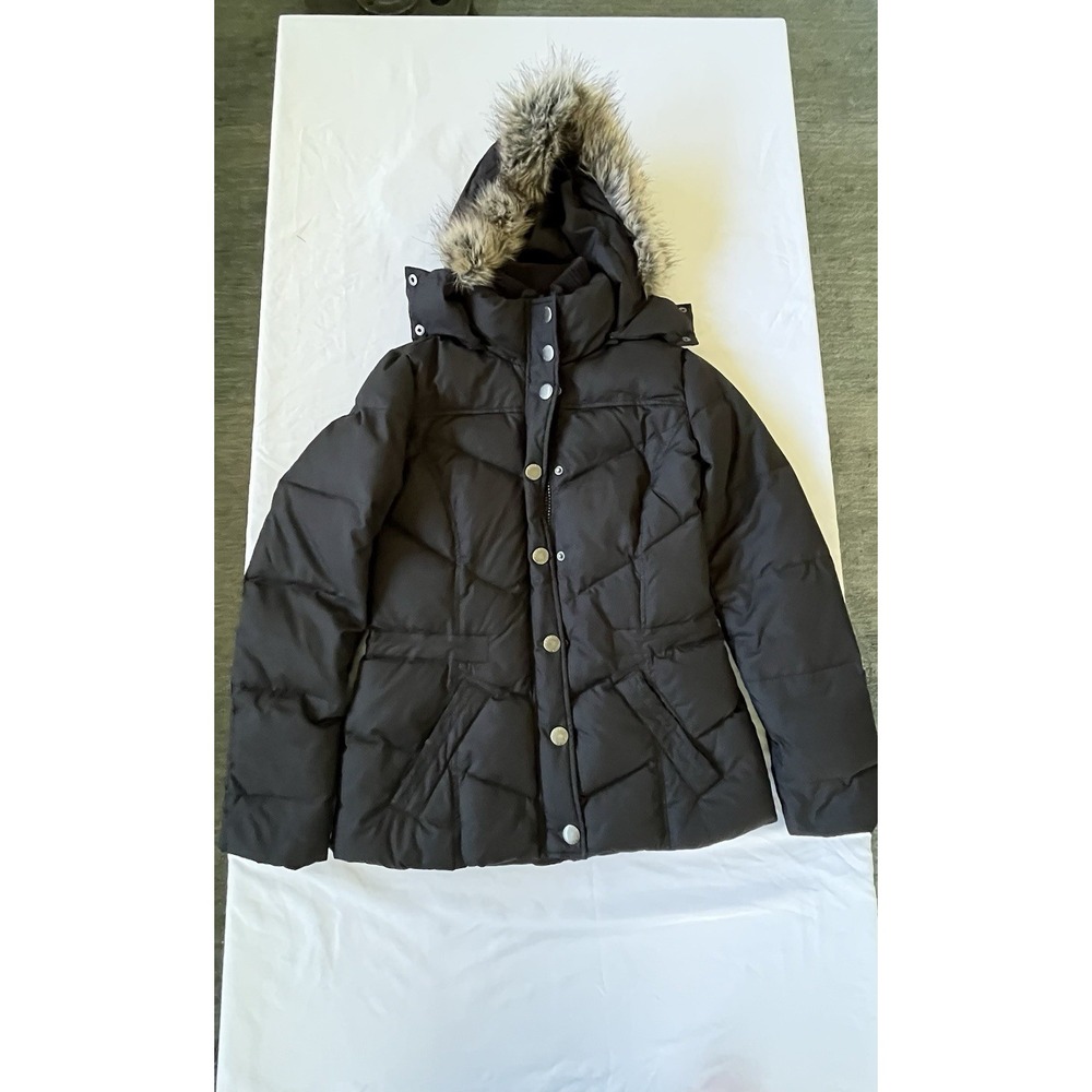 VTG Y2K Esprit Women Feather Down Jacket Parka Coat Heavy Duty Removable Hood S